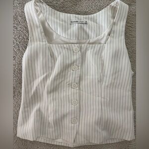 Abercrombie & Fitch Cream Pinstripe vest